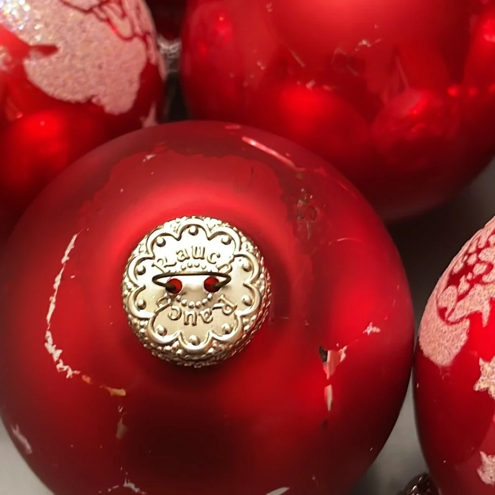 Vintage Rauch Christmas Ornaments variety Lot of 20 Red Glass Balls 1.5”-2.5”
